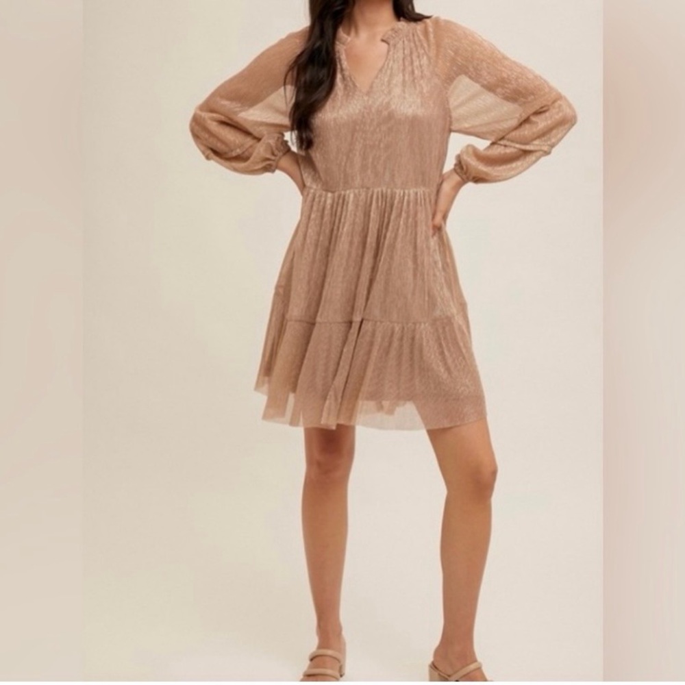 NWT Hem & Thread Elegant Tan Women's Dress